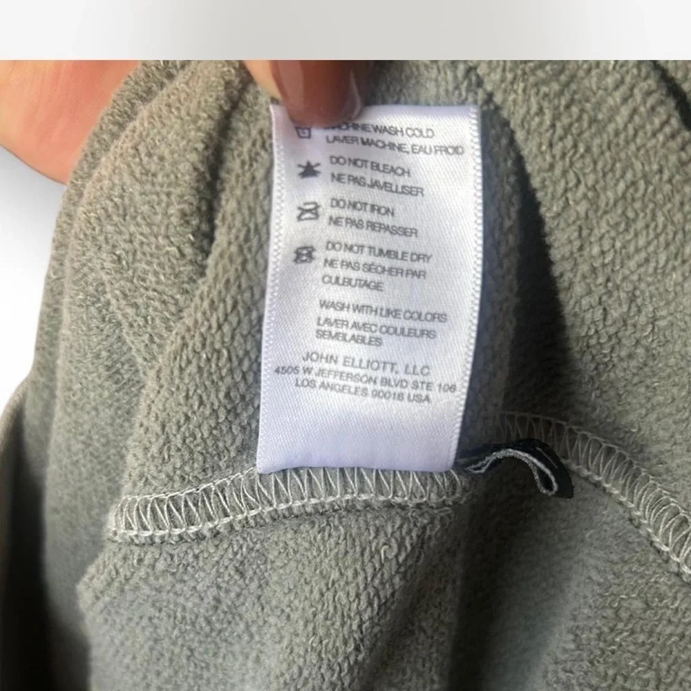John Elliot | Men's Fitted Cotton Crewneck Sweater in Washed Olive Green Sz SM